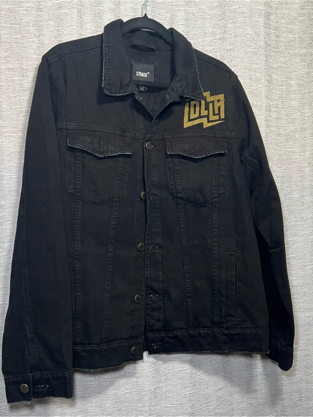 Strata Lollapalooza World Tour Black Denim Jacket XL Graphic Trucker Streetwear - Picture 4 of 15